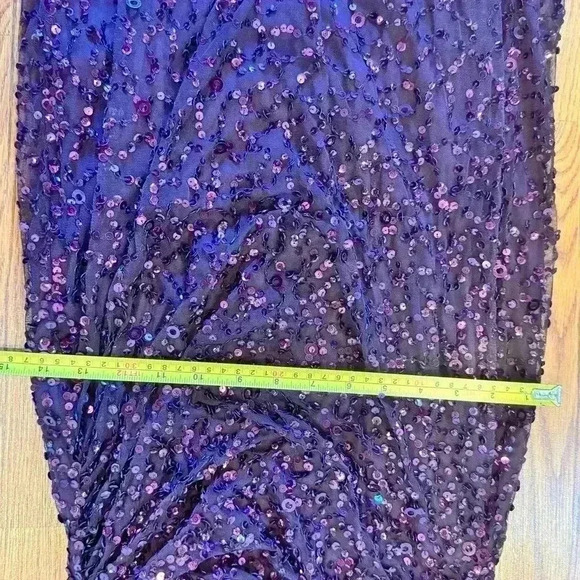 Adrianna Papell Sparkly Sequin Gown Slit Midnight Plum BRAND NEW TAGS - Picture 13 of 15